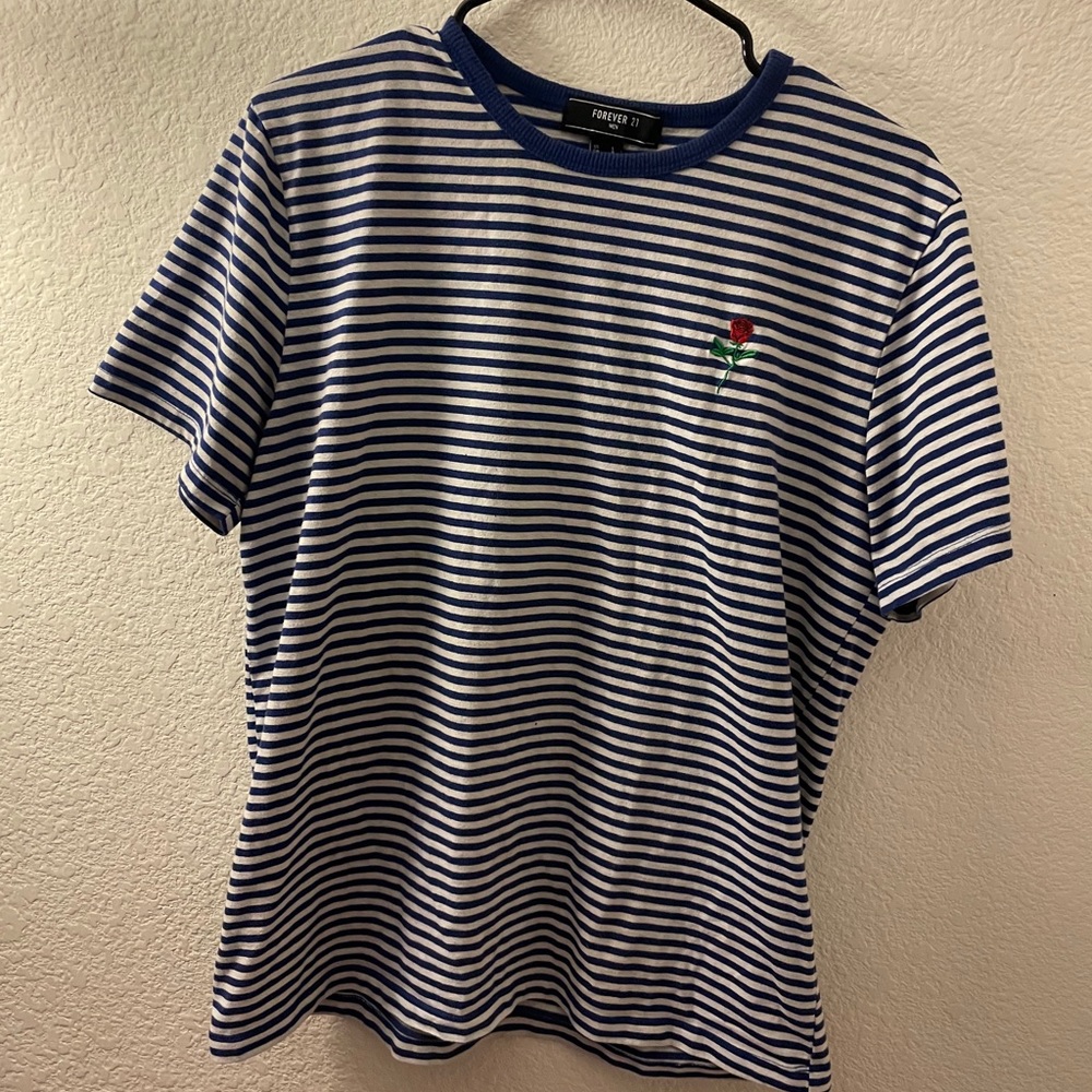 striped t shirt with rose